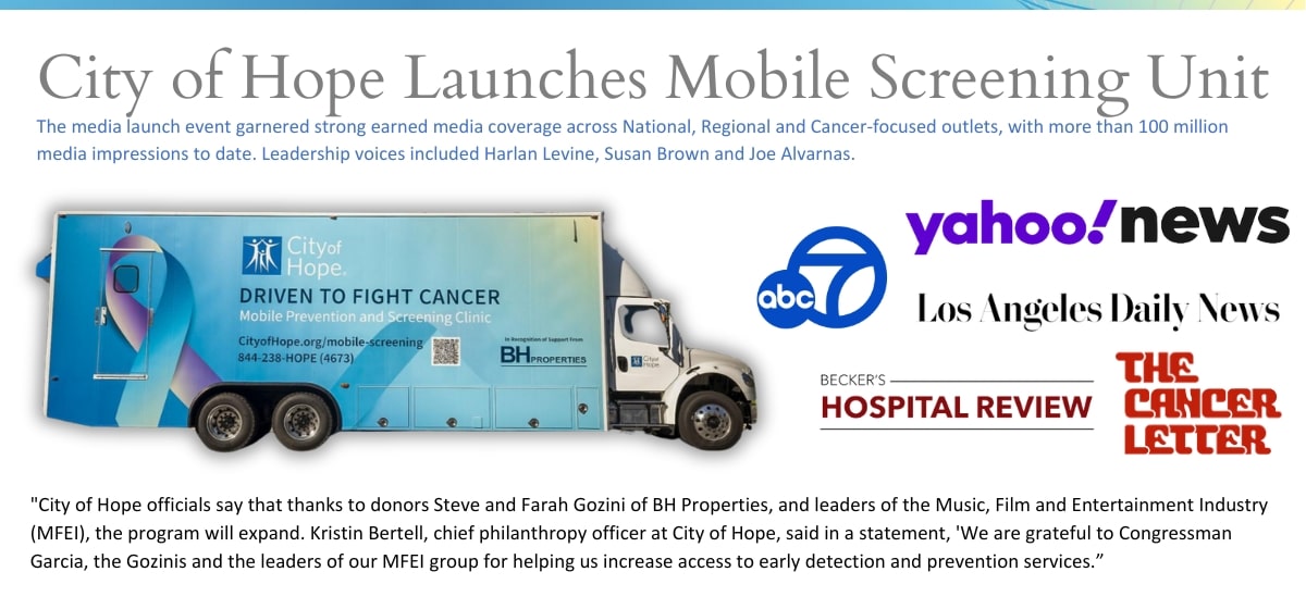 City of Hope | Mobile Screening Media Launch recap for donors
